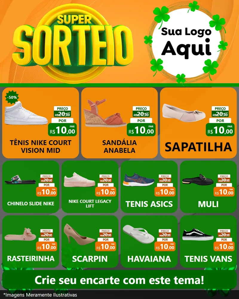 Modelo de Rede Social para Feed Instagram com o tema Super Sorteio para Calçados