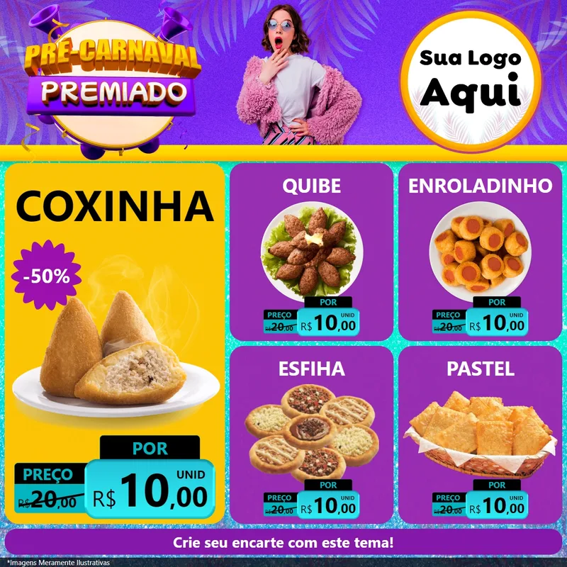 Modelo de Rede Social para Feed Facebook com o tema Pré-Carnaval Premiado para Salgadaria