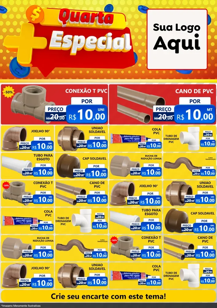 Modelo de Encarte para Encarte A4 Vertical com o tema Quarta Mais Especial para Tubos e conexões
