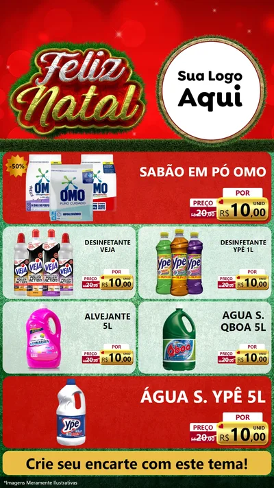 Modelo de TV para TV Vertical com o tema Feliz Natal para Produtos de Limpeza
