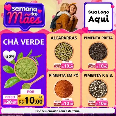 Modelo de Rede Social para Feed Facebook com o tema Semana das Mães para Produtos Naturais