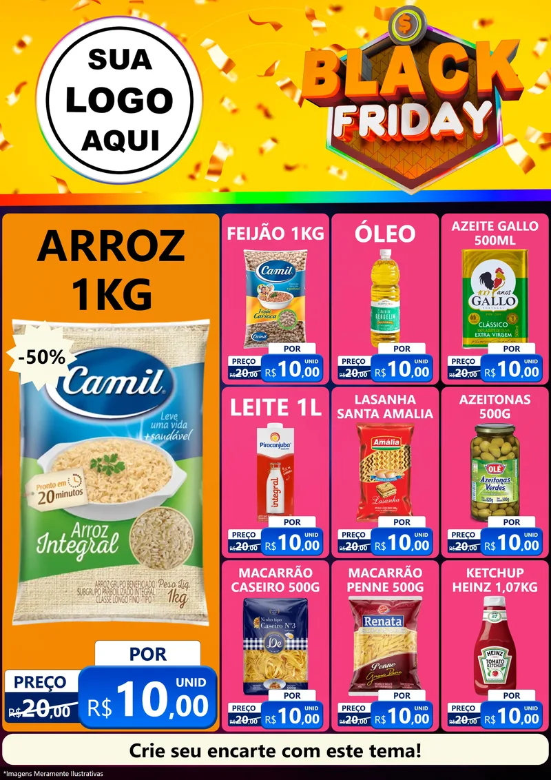 Modelo de Encarte para Encarte A4 Vertical com o tema Black Friday para Supermercado