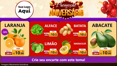Modelo de TV para TV Horizontal com o tema Promoção de Aniversário para Hortifrúti