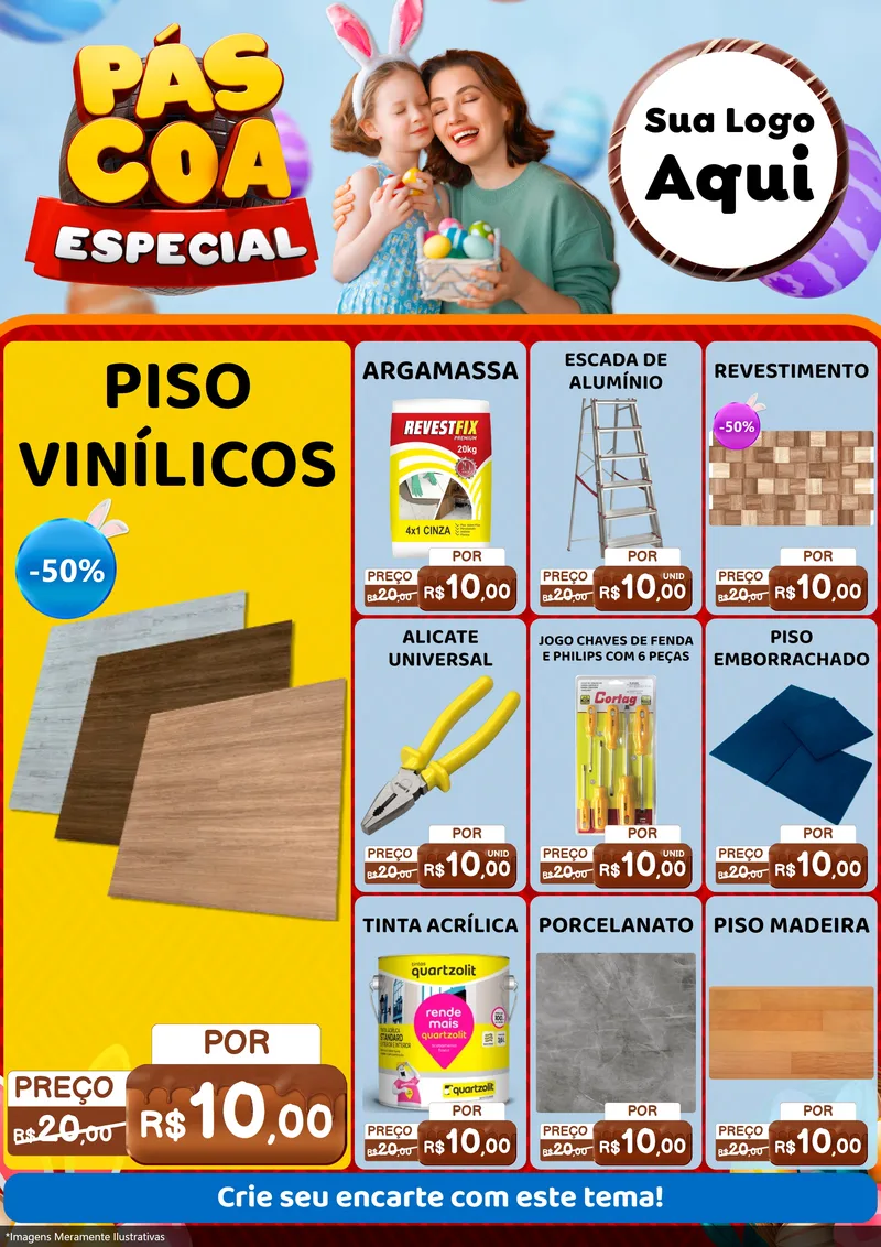 Modelo de Encarte para Encarte A4 Vertical com o tema Páscoa Especial para Material para Construção