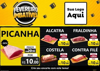 Modelo de Encarte para Encarte A4 Horizontal com o tema Fevereiro Imbatível para Açougue