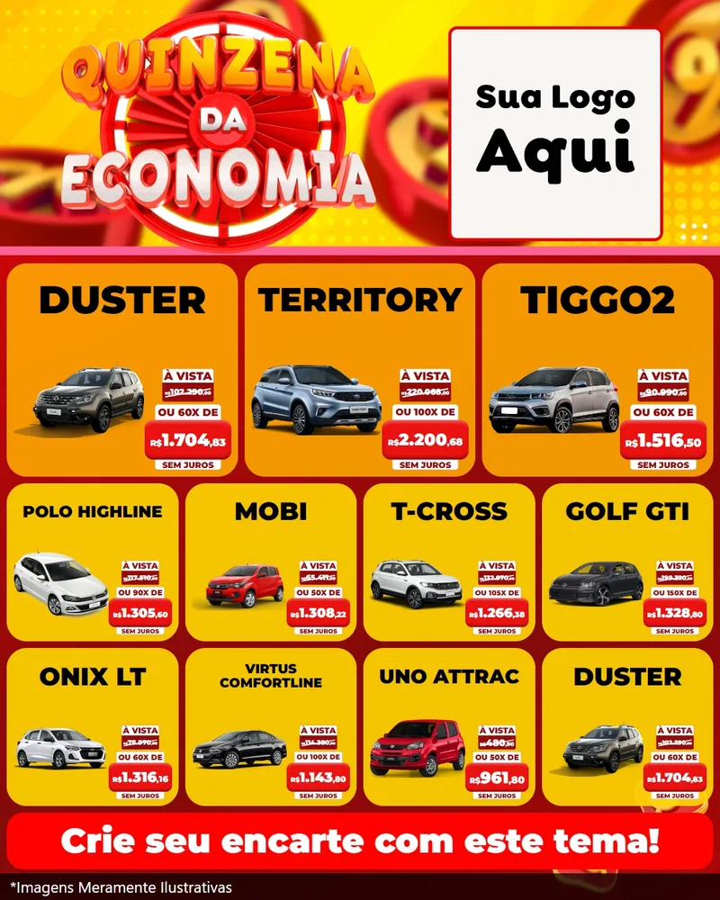 Modelo de Rede Social para Feed Instagram com o tema Quinzena Da Economia para Concessionaria de Carros