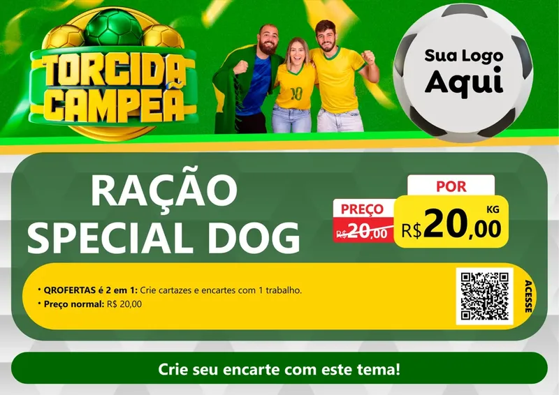 Modelo de Cartaz para Cartaz A4 Horizontal com o tema Torcida Campeã - Copa para Pet Shop