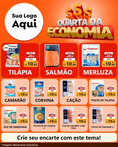 Modelo de Rede Social para Feed Instagram com o tema Quarta da Economia para Peixaria