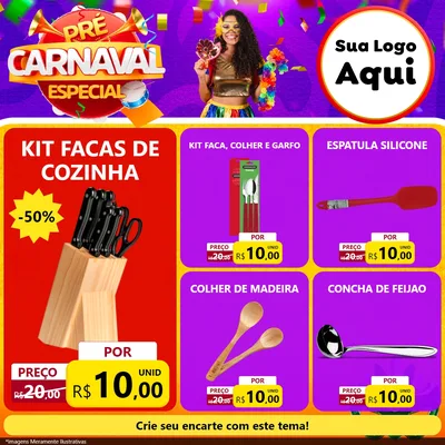 Modelo de Rede Social para Feed Facebook com o tema Pré-Carnaval Especial para Utilidades Domésticas