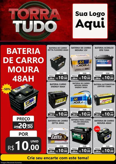 Modelo de Encarte para Encarte A4 Vertical com o tema Torra Tudo para Baterias Elétricas