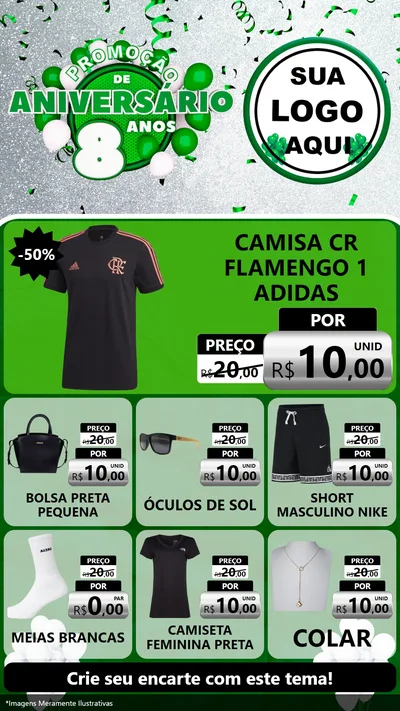Modelo de Rede Social para Stories com o tema Promoção de Aniversário - 8 Anos para Roupas e acessórios