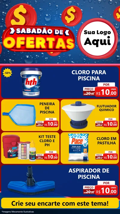 Modelo de TV para TV Vertical com o tema Sabadão de Ofertas para Produtos para Piscina