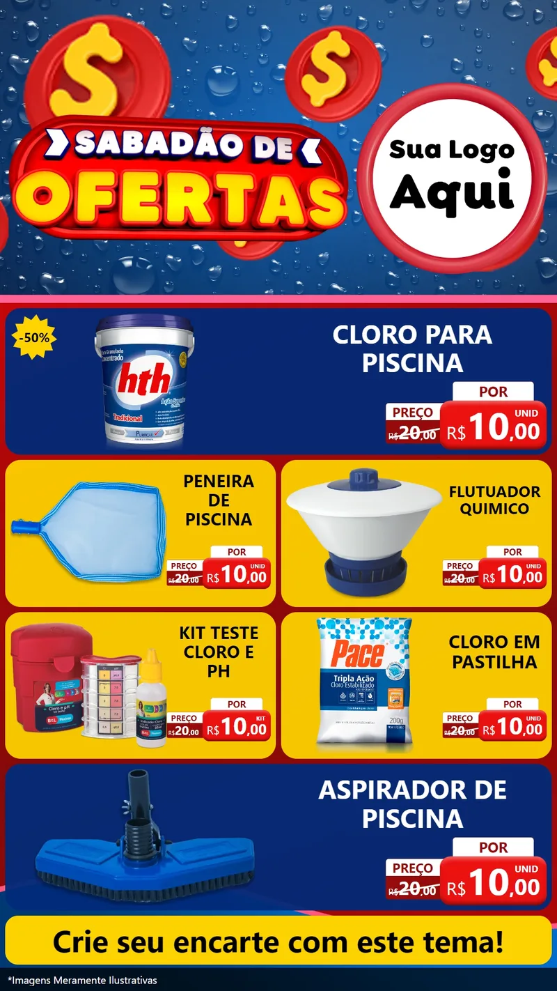 Modelo de TV para TV Vertical com o tema Sabadão de Ofertas para Produtos para Piscina