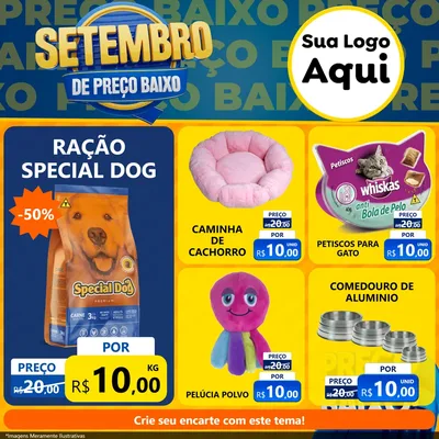 Modelo de Rede Social para Feed Facebook com o tema Setembro De Preço Baixo para Pet Shop