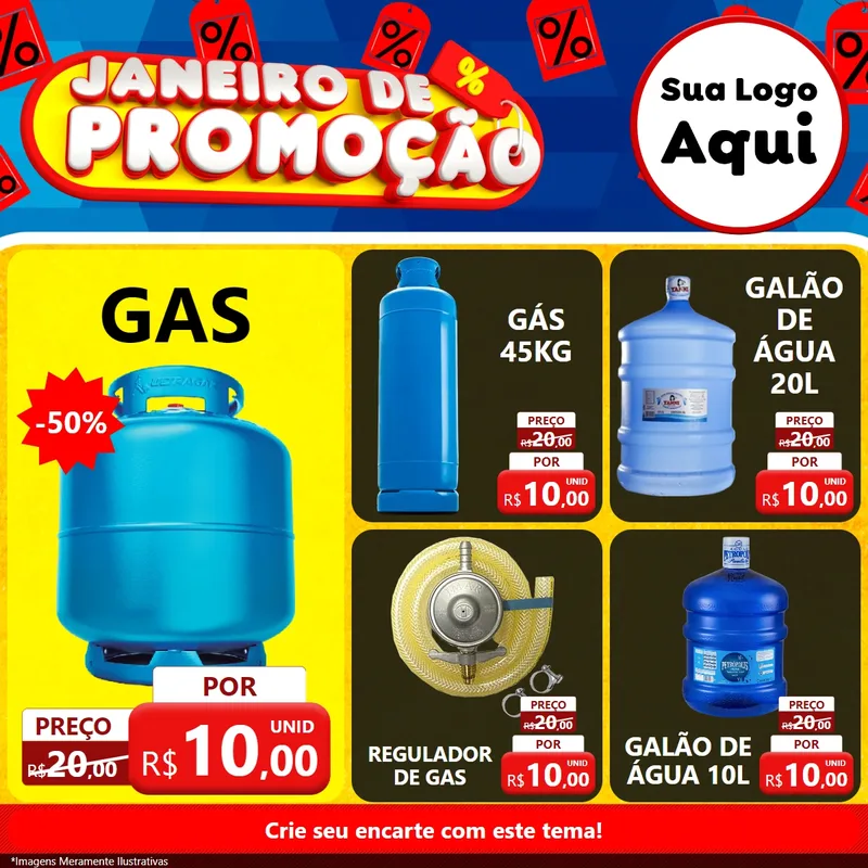 Modelo de Rede Social para Feed Facebook com o tema Janeiro de Promoção para Água e gás