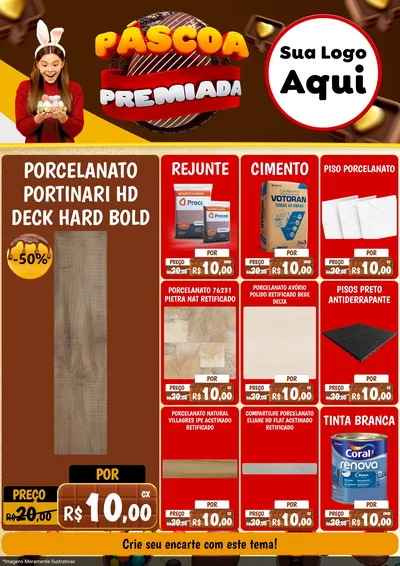 Modelo de Encarte para Encarte A4 Vertical com o tema Páscoa Premiada para Pisos e revestimentos