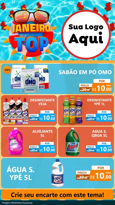 Modelo de TV para TV Vertical com o tema Janeiro Top para Produtos de Limpeza