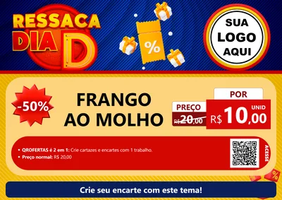 Modelo de Cartaz para Cartaz A4 Horizontal com o tema Ressaca Dia D para Restaurante