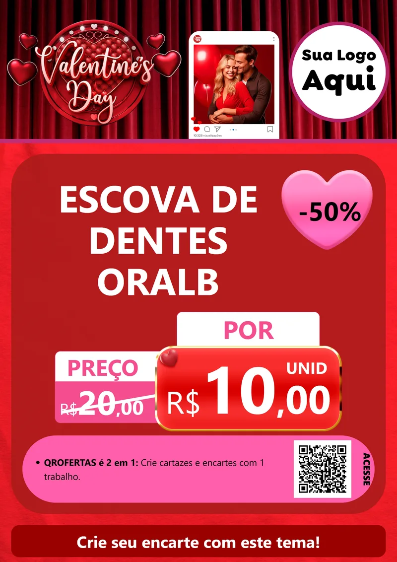 Modelo de Cartaz para Cartaz A4 Vertical com o tema Valentine's Day para Higiene Pessoal