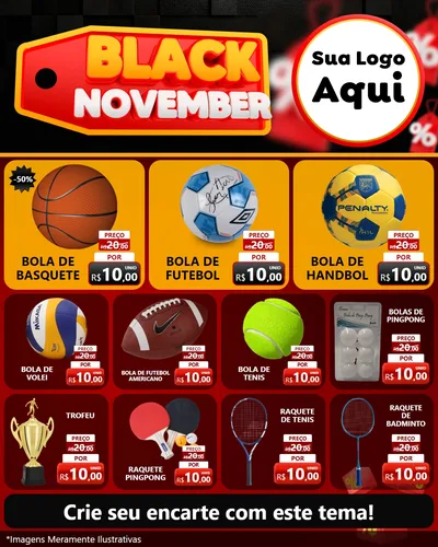 Modelo de Rede Social para Feed Instagram com o tema Black November para Artigos Esportivos