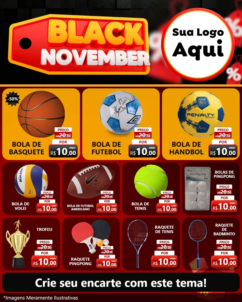Modelo de Rede Social para Feed Instagram com o tema Black November para Artigos Esportivos