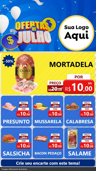 Modelo de Rede Social para Stories com o tema Ofertas de Julho para Frios e Laticínios