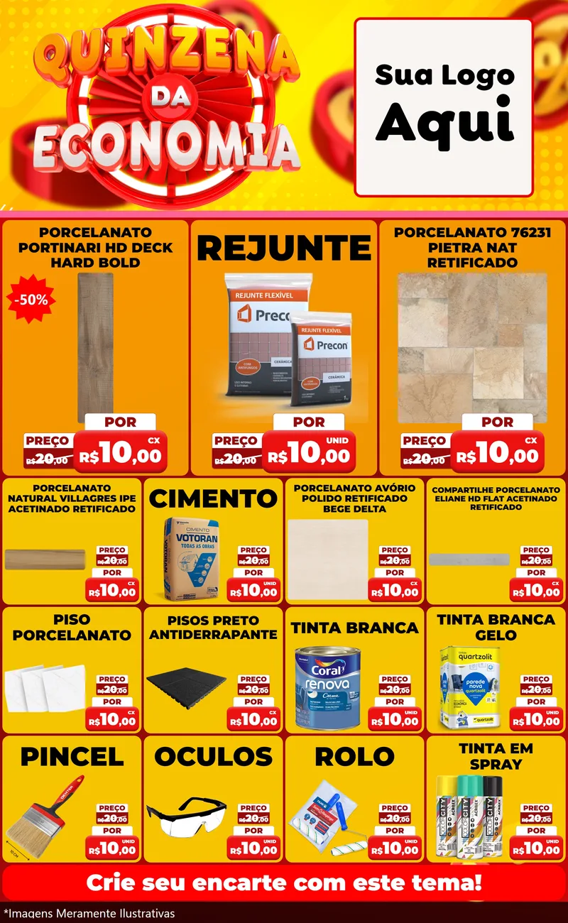 Modelo de Encarte para Encarte Grande com o tema Quinzena Da Economia para Pisos e revestimentos
