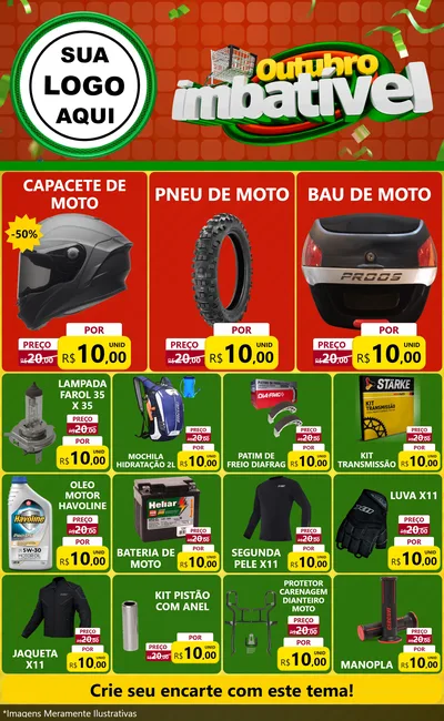Modelo de Encarte para Encarte Grande com o tema Outubro Imbatível para Moto peças