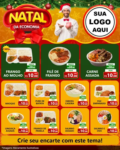 Modelo de Rede Social para Feed Instagram com o tema Natal da Economia para Restaurante
