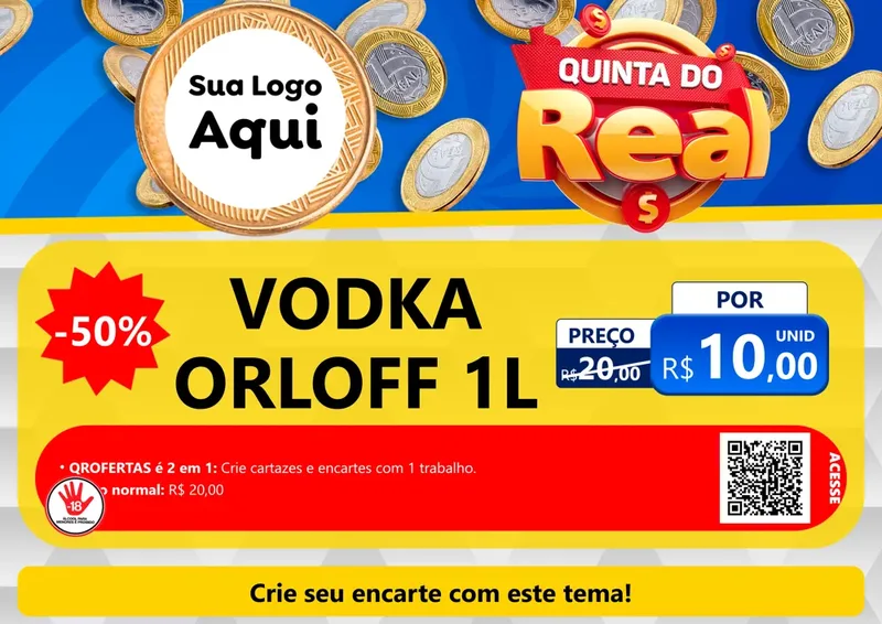 Modelo de Cartaz para Cartaz A4 Horizontal com o tema Quinta do Real para Distribuidora de bebidas