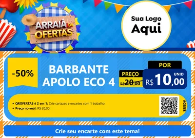 Modelo de Cartaz para Cartaz A4 Horizontal com o tema Arraiá de Ofertas para Armarinho e Aviamentos