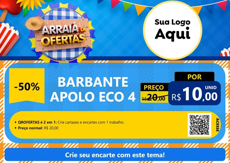 Modelo de Cartaz para Cartaz A4 Horizontal com o tema Arraiá de Ofertas para Armarinho e Aviamentos