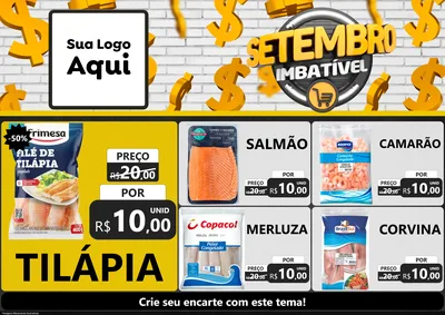 Modelo de Encarte para Encarte A4 Horizontal com o tema Setembro Imbatível para Peixaria