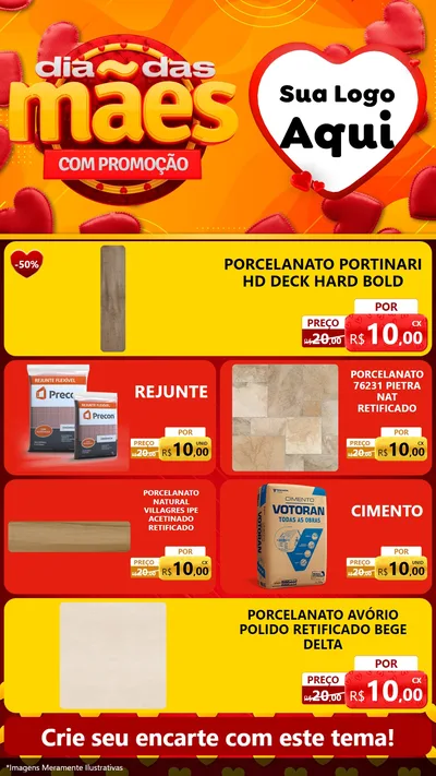 Modelo de TV para TV Vertical com o tema Dia das Mães com Promoção para Pisos e revestimentos