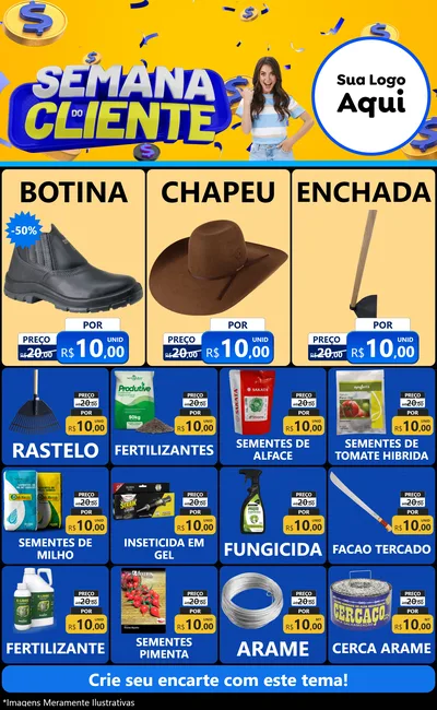 Modelo de Encarte para Encarte Grande com o tema Semana do Cliente para Agropecuária