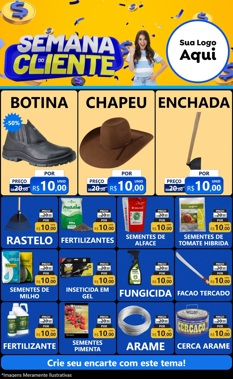 Modelo de Encarte para Encarte Grande com o tema Semana do Cliente para Agropecuária