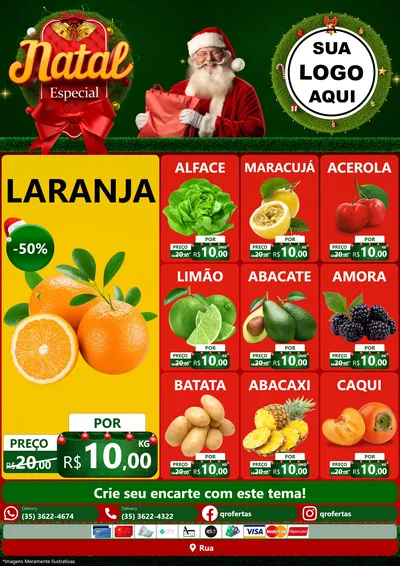 Modelo de Encarte para Encarte A4 Vertical com o tema Natal Especial para Hortifrúti