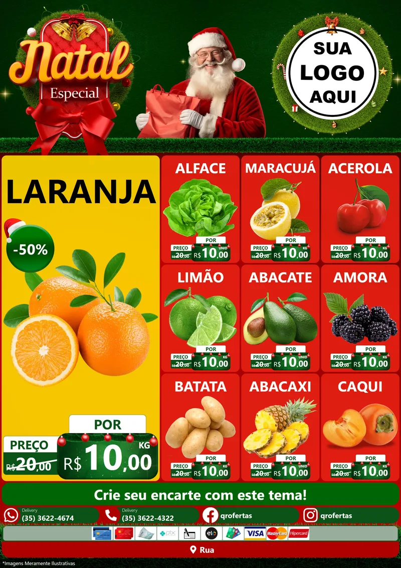 Modelo de Encarte para Encarte A4 Vertical com o tema Natal Especial para Hortifrúti
