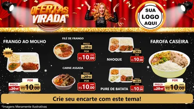 Modelo de TV para TV Horizontal com o tema Ofertas da Virada para Restaurante