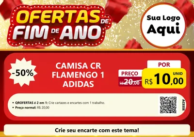 Modelo de Cartaz para Cartaz A4 Horizontal com o tema Ofertas de Fim de Ano para Roupas e acessórios