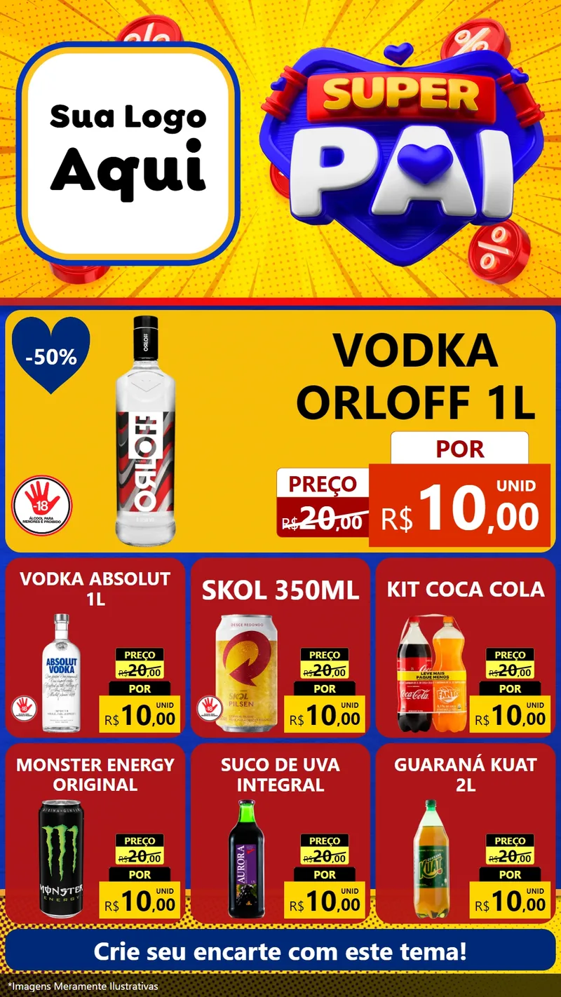 Modelo de Rede Social para Stories com o tema Super Pai para Distribuidora de bebidas