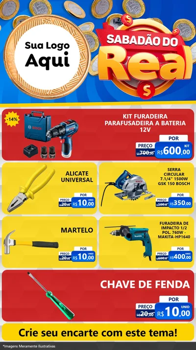 Modelo de TV para TV Vertical com o tema Sabadão do Real para Maquinas e Ferramentas
