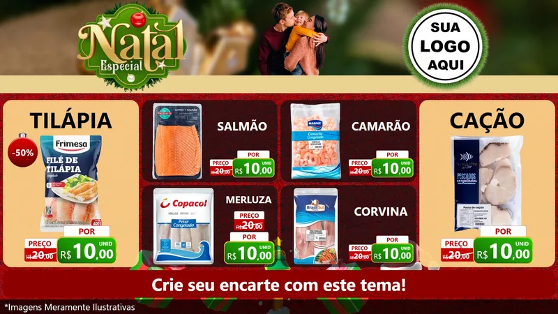 Modelo de TV para TV Horizontal com o tema Natal Especial para Peixaria