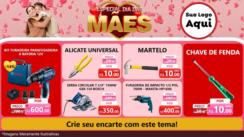 Modelo de TV para TV Horizontal com o tema Especial Dia Das Mães para Maquinas e Ferramentas