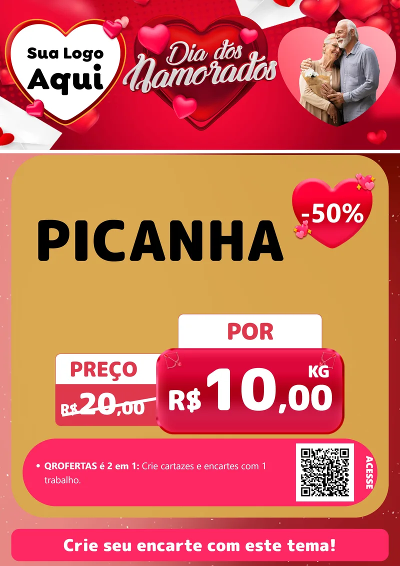Modelo de Cartaz para Cartaz A4 Vertical com o tema Dia Dos Namorados para Açougue