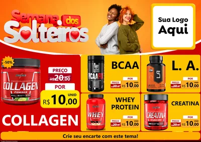 Modelo de Encarte para Encarte A4 Horizontal com o tema Semana dos Solteiros para Suplementos alimentares