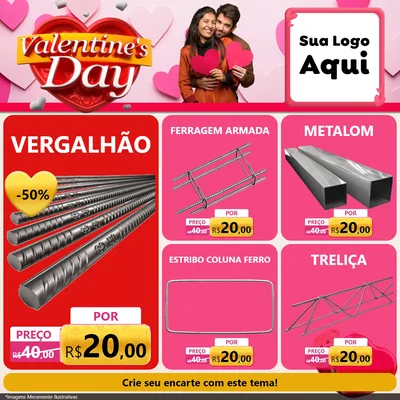 Modelo de Rede Social para Feed Facebook com o tema Valentine's Day para Ferragens