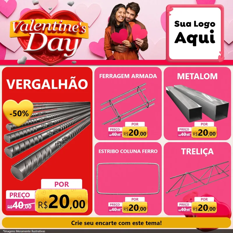 Modelo de Rede Social para Feed Facebook com o tema Valentine's Day para Ferragens