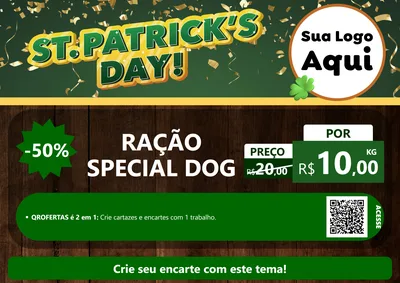 Modelo de Cartaz para Cartaz A4 Horizontal com o tema St Patriks Day para Pet Shop