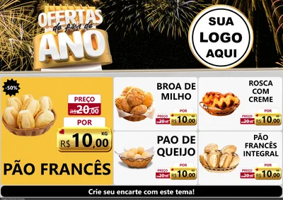 Modelo de Encarte para Encarte A4 Horizontal com o tema Ofertas de Fim de Ano para Padaria